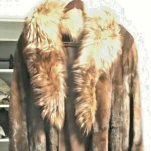 Mahogany Mink Coat with Dyed Silver Fox Collar